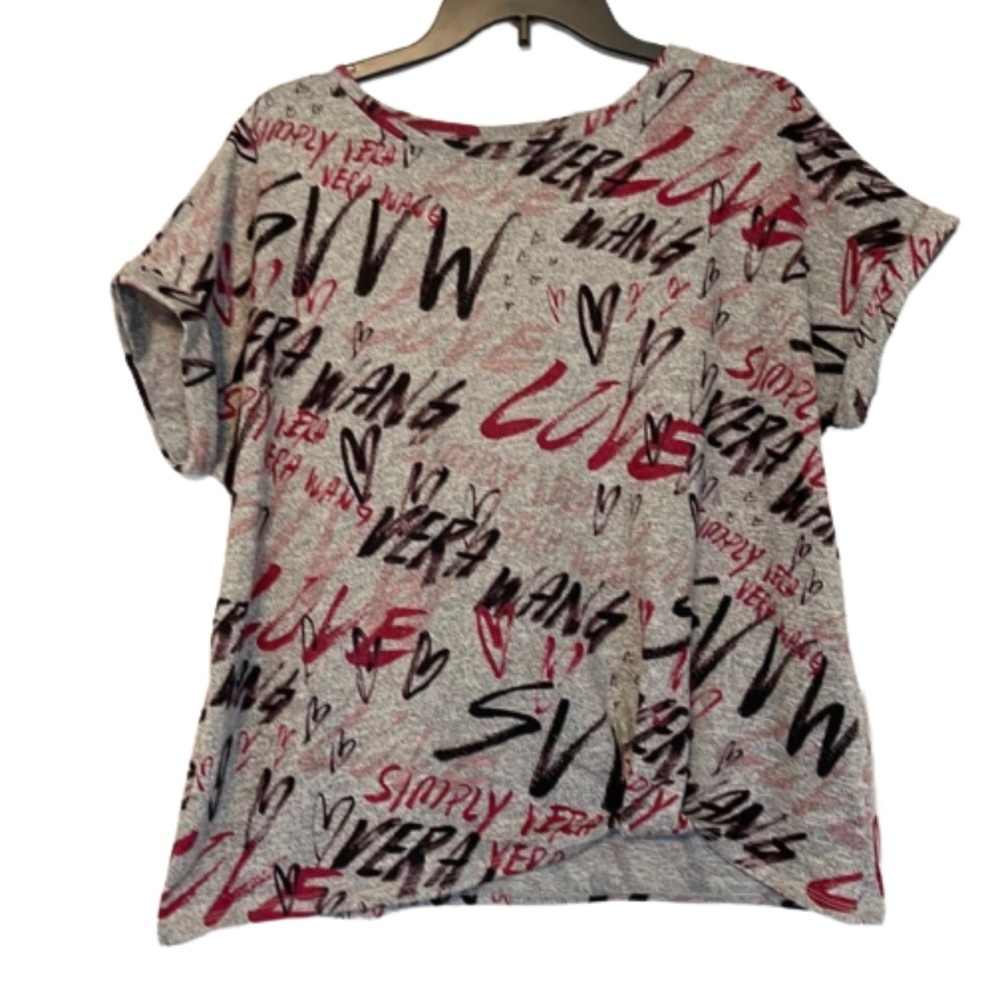 Short Sleeve Simply Vera Knotted Waist blouse Valentine Love print